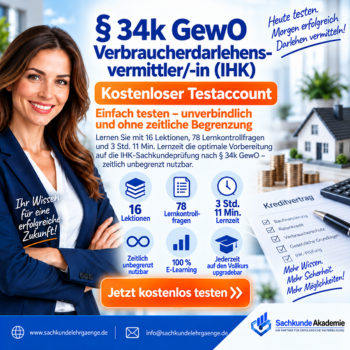 IHK Prüfungsvorbereitungslehrgang ·§ 34k GewO Verbraucher­darlehens­vermittler/-in (IHK)- Testaccount